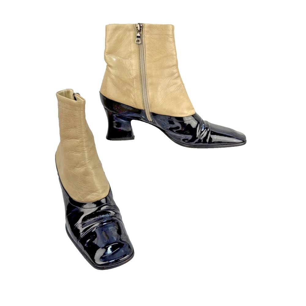Prada Vintage Two Tone Calfskin Leather Boot Size 38 7.5 Victorian Steampunk y2k